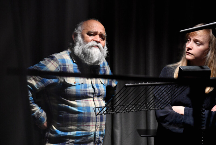 Audiama JPG (Bhasker Patel and Olivia Vinall at the Dylan Thomas Studio, BBC Cymru Wales)